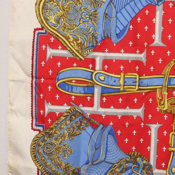 HERMES Carre 90 Scarf ""SELLES A HOUSSE"" Silk Red Auth am9081 - Picture 6 of 14